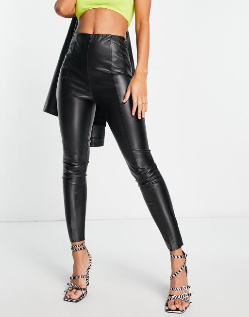 ASOS DESIGN Tall super skinny sculpt leather look pants in black