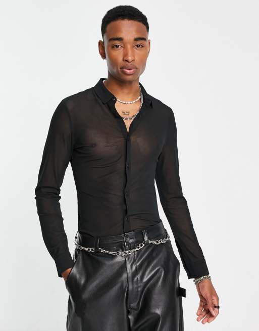ASOS DESIGN - Super-skinny skjorte i sort mesh