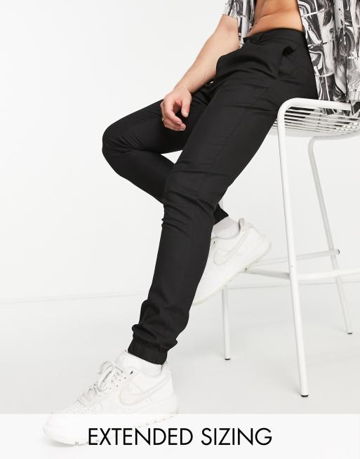 ASOS DESIGN skinny jersey smart joggers in gray with red dipped