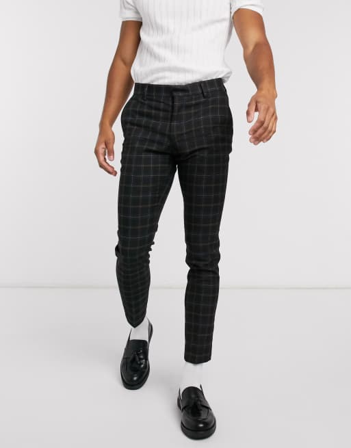 ASOS DESIGN super skinny smart pants in black check