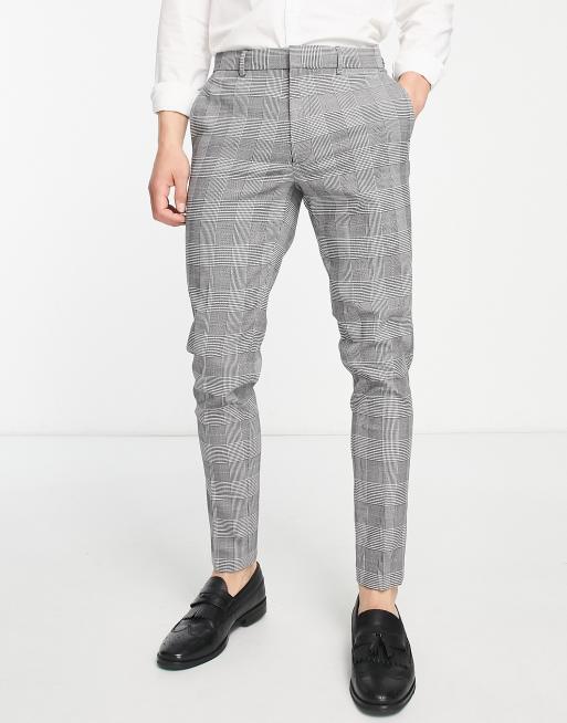 ASOS DESIGN super skinny smart pants in gray prince of wales check