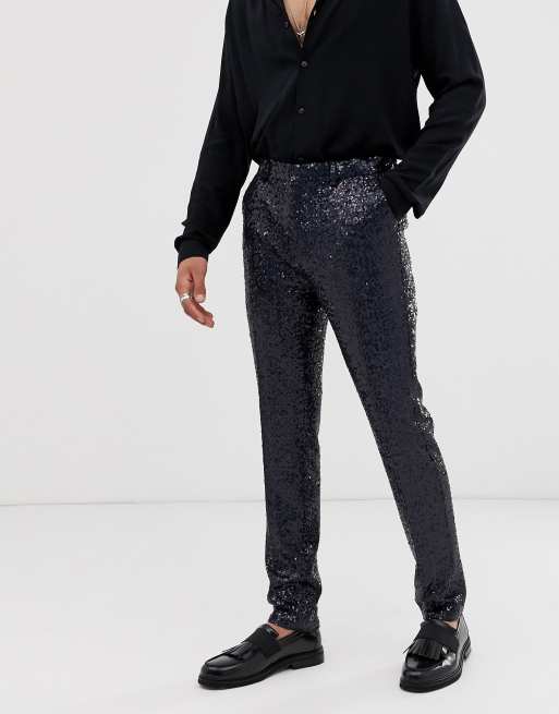 Eye-catching Men's Black Sequin Pants to Make a Statement