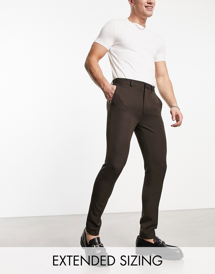 Asos Design Super Skinny Smart Pants In Brown