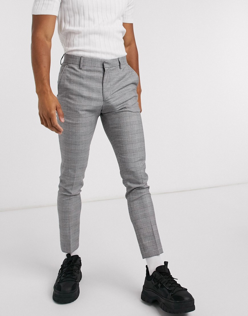 ASOS DESIGN super skinny smart pants in check-Black