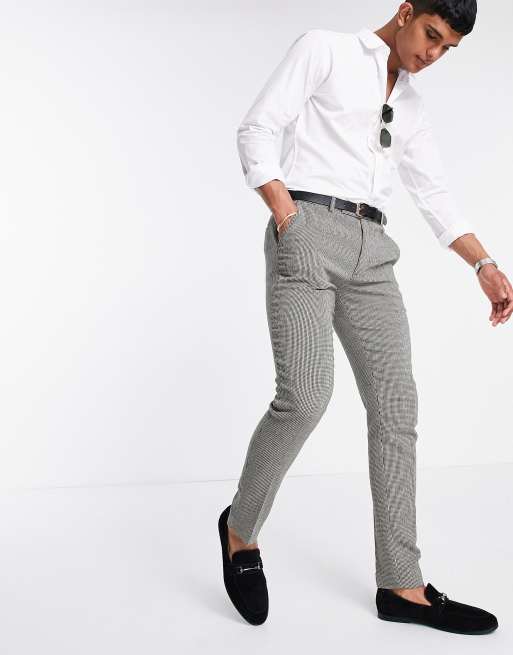 ASOS DESIGN super skinny smart pants in gray dog tooth