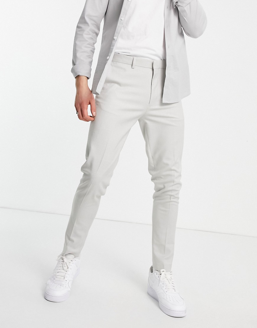 ASOS DESIGN super skinny smart pants in gray oversized check-Grey
