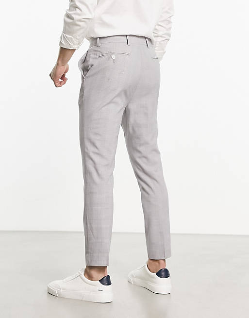 ASOS DESIGN super skinny smart pants in gray prince of wales check