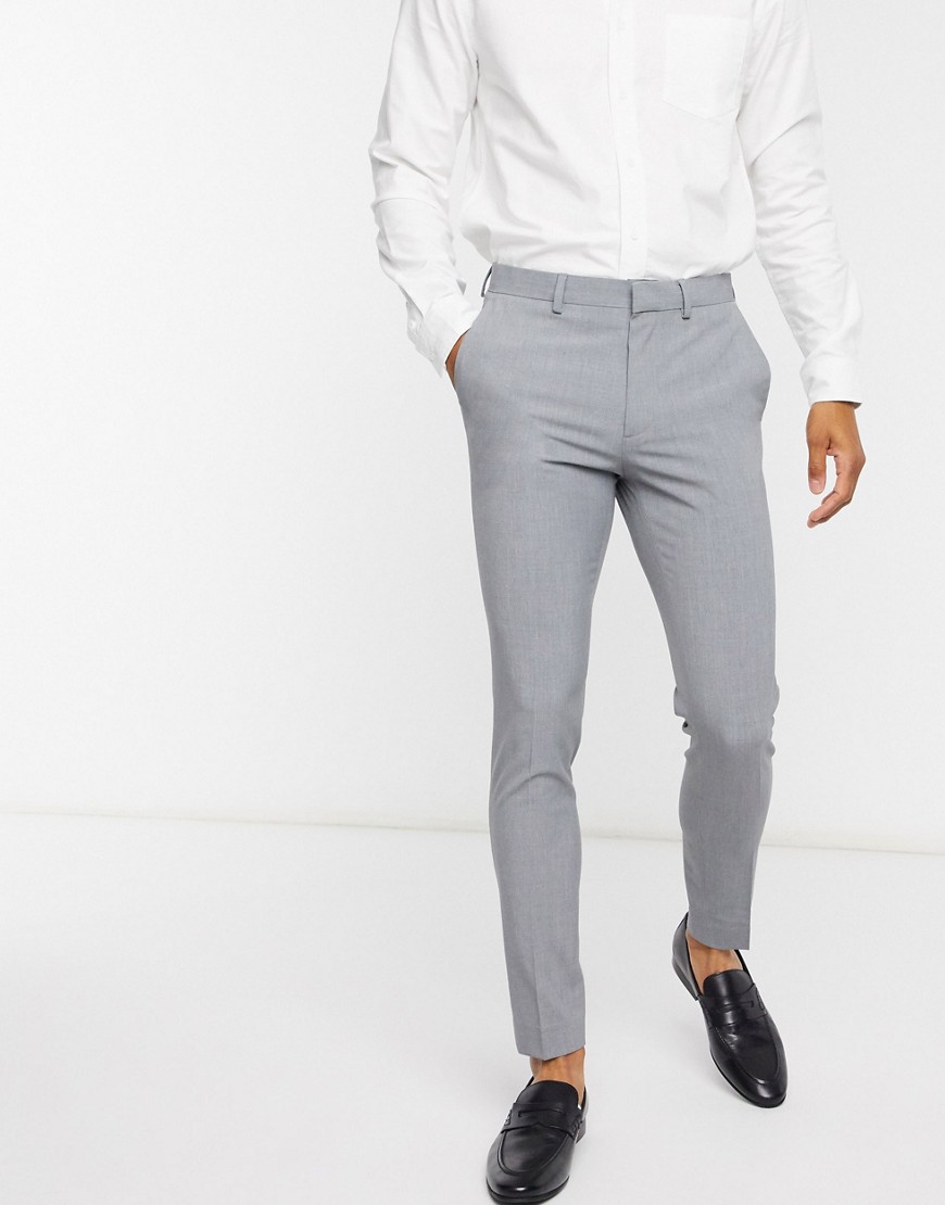 ASOS DESIGN super skinny smart pants in gray-Grey