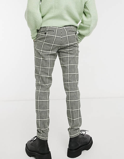 ASOS DESIGN super skinny smart pants in green and black bold check