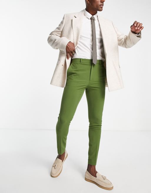 ASOS DESIGN super skinny smart pants in khaki