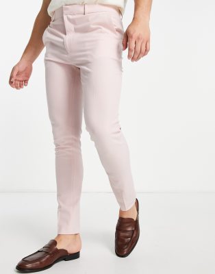 ASOS DESIGN SUPER SKINNY SMART PANTS IN LIGHT PINK