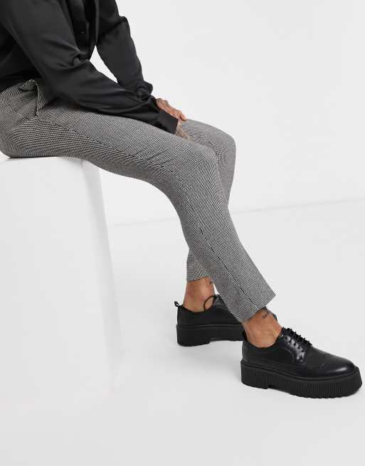 ASOS DESIGN super skinny smart pants in monochrome dog tooth, 3 of 4