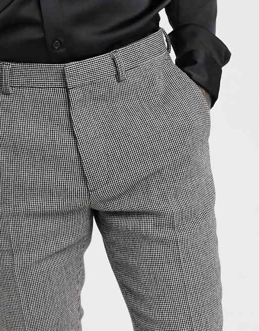 ASOS DESIGN super skinny smart pants in monochrome dog tooth, 4 of 4