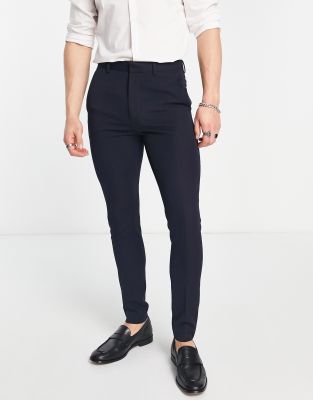 Asos Design Super Skinny Smart Pants In Navy