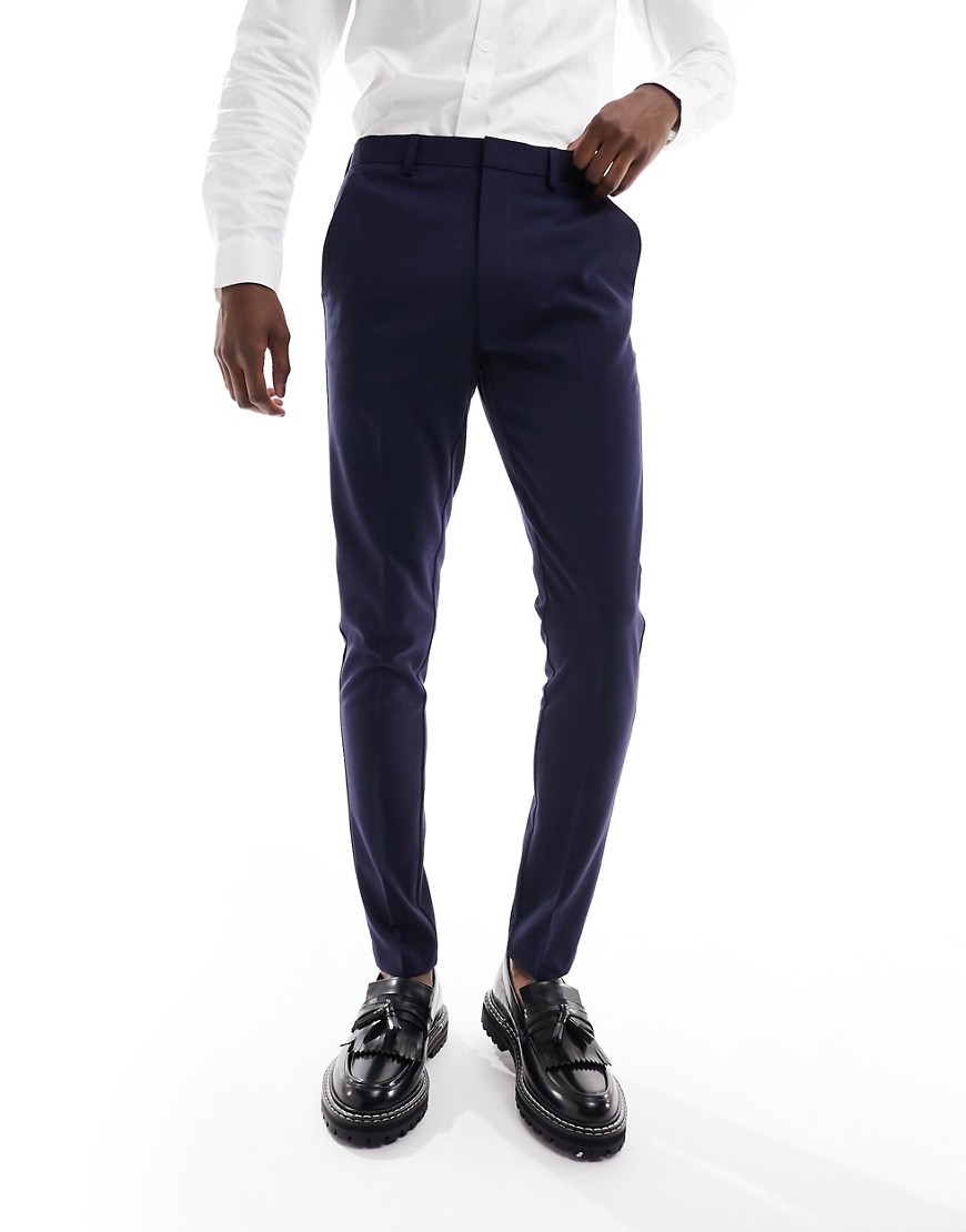 Asos Design Super Skinny Smart Pants In Navy