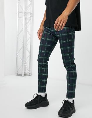 plaid cropped pants mens