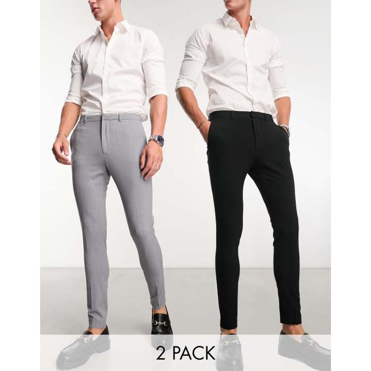 ASOS DESIGN super skinny smart pants multipack in black