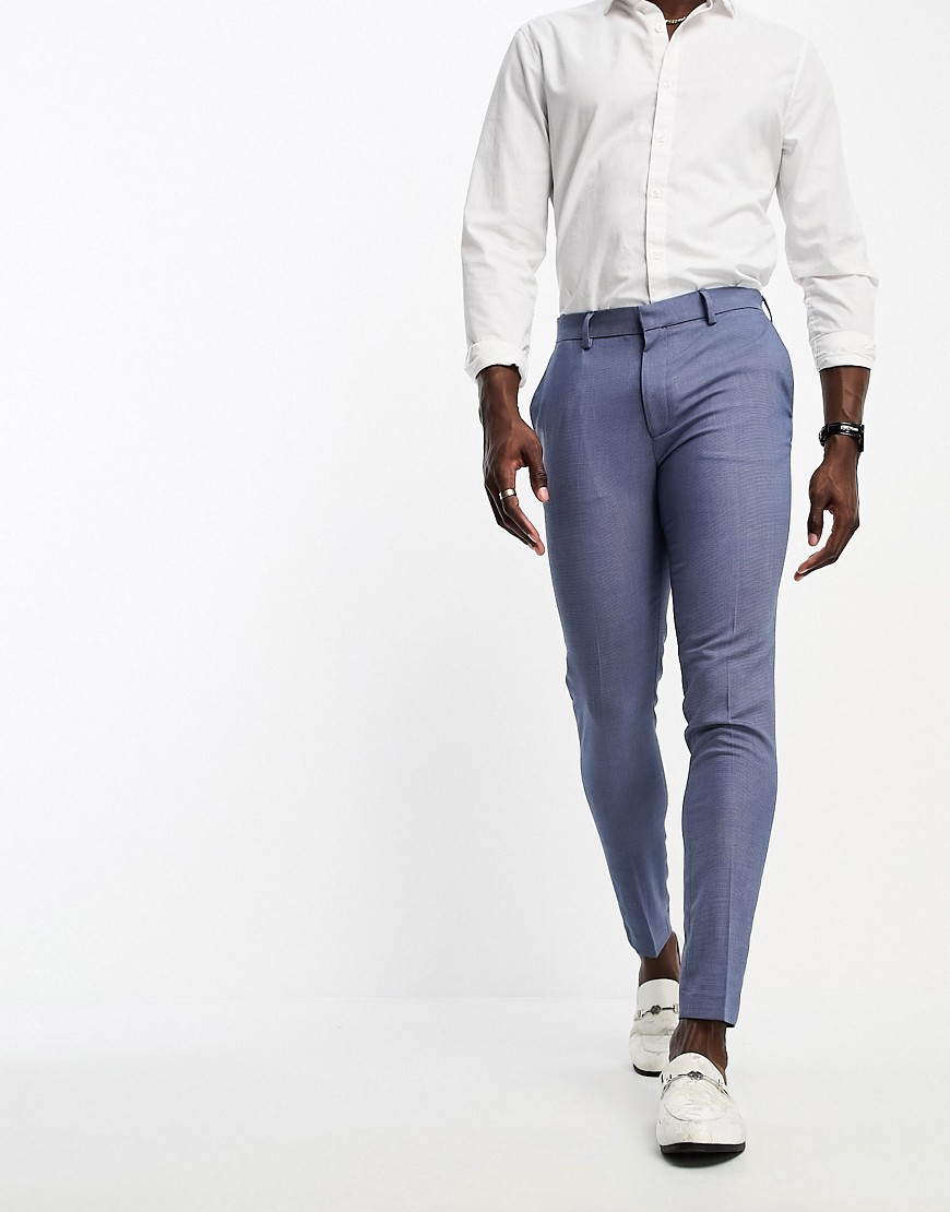 ASOS DESIGN super skinny smart pants with mid blue pin dot