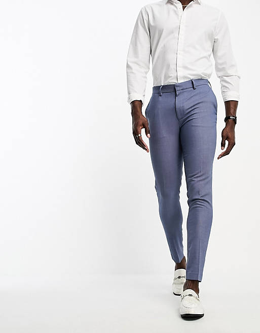 ASOS DESIGN super skinny smart pants with mid blue pin dot | ASOS