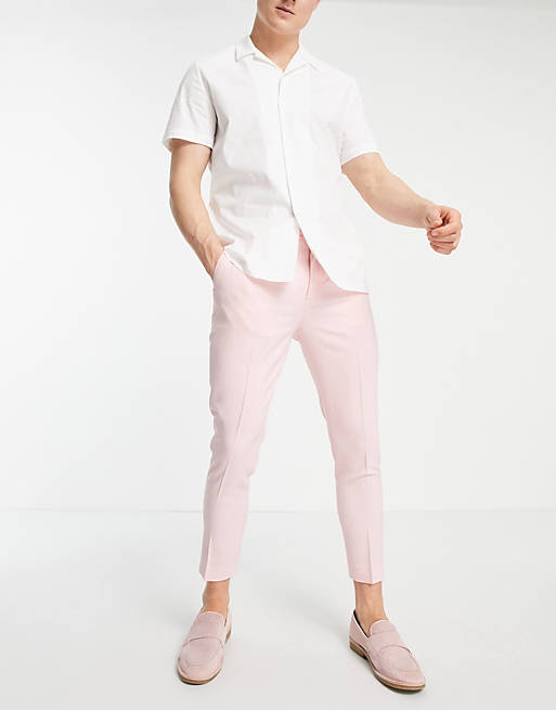 Suits super skinny smart trouser in pink cross hatch 
