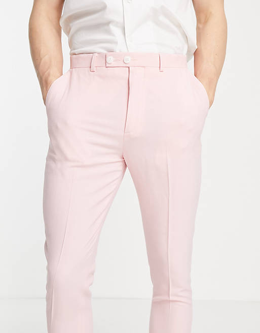 Suits super skinny smart trouser in pink cross hatch 
