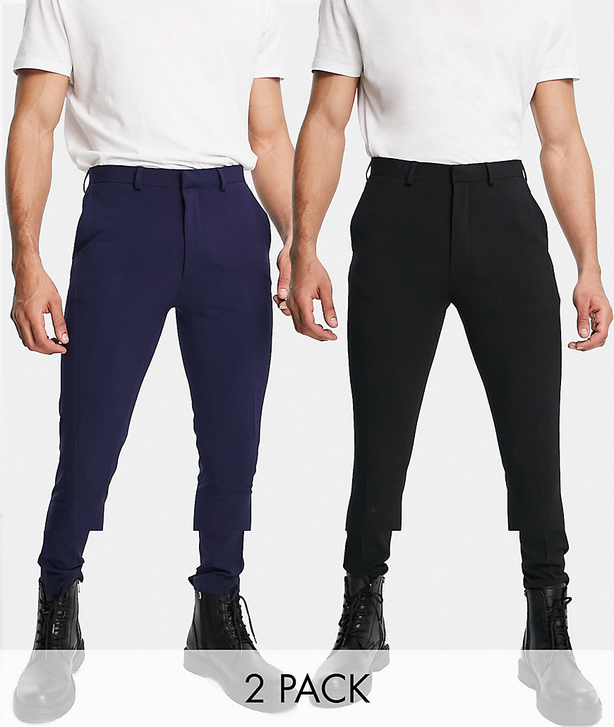 ASOS DESIGN super skinny smart trouser multipack in black & navy