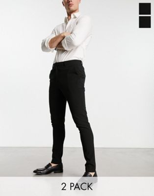 ASOS DESIGN super skinny smart trouser multipack in black