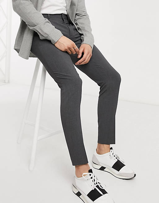 ASOS DESIGN super skinny smart trousers in charcoal
