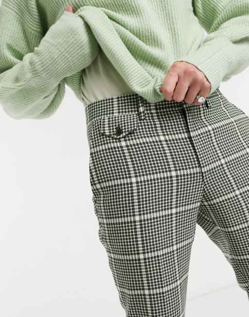 ASOS DESIGN super skinny smart trousers in green and black bold check