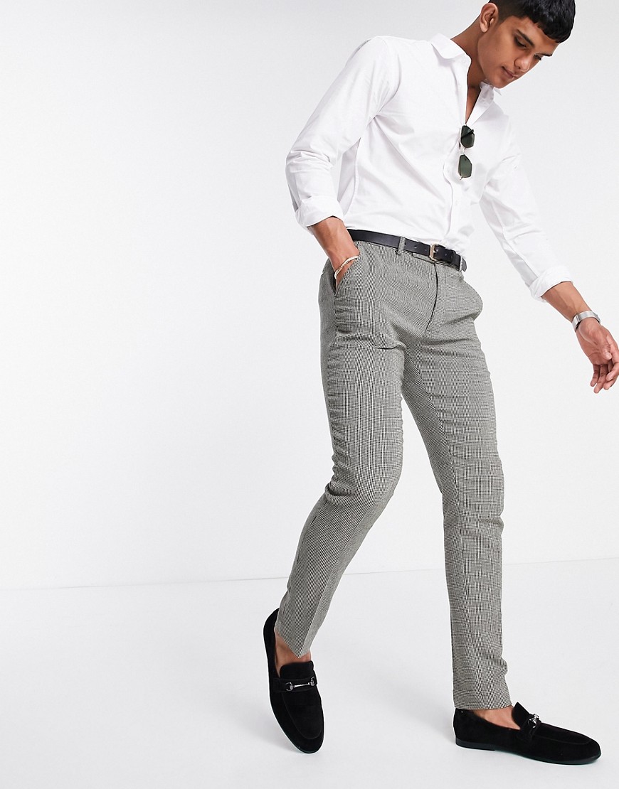 Product photo of Asos design super skinny smart trousers in grey dog tooth