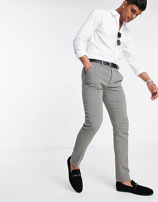 ASOS DESIGN super skinny smart trousers in grey dog tooth