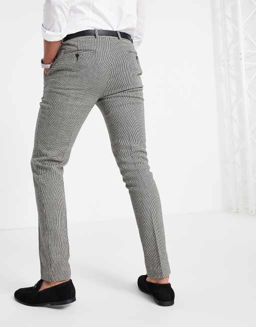 ASOS DESIGN super skinny smart trousers in grey dog tooth