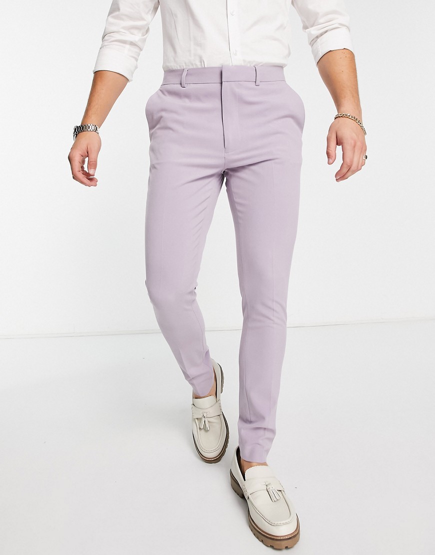 ASOS DESIGN super skinny smart trousers in mauve-Purple
