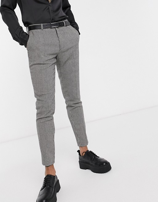 ASOS DESIGN super skinny smart trousers in monochrome dog tooth