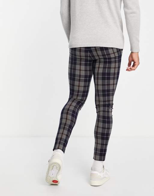 ASOS DESIGN super skinny smart trousers in navy check, 3 of 4