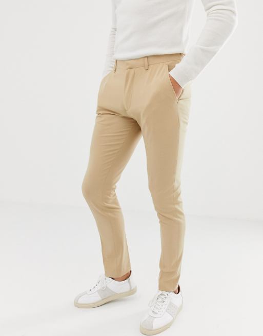 ASOS DESIGN super skinny smart trousers in stone | ASOS