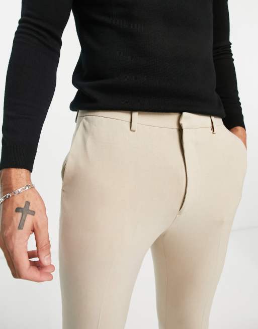 ASOS DESIGN skinny Smart Pants in stone