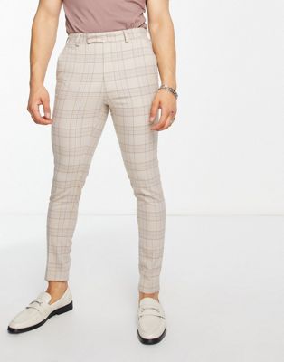 ASOS DESIGN super skinny smart trousers with purple highlight check