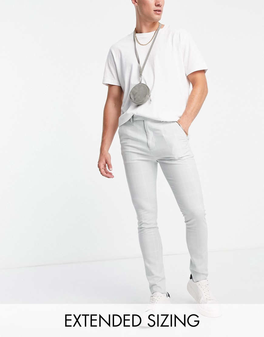 ASOS DESIGN super skinny smart trousers with window check in grey