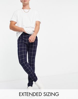 ASOS DESIGN super skinny smart trousers with window check in pastel blue