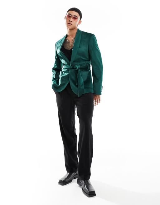 Green velvet smoking outlet jacket