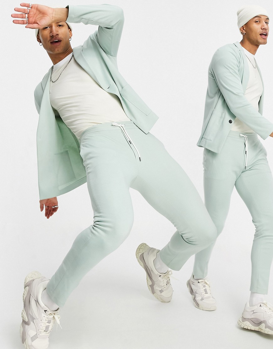 ASOS DESIGN super skinny soft tailored suit pants in mint green jersey