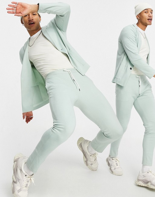 ASOS DESIGN super skinny soft tailored suit trousers in mint green jersey