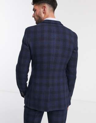 asos blue check suit