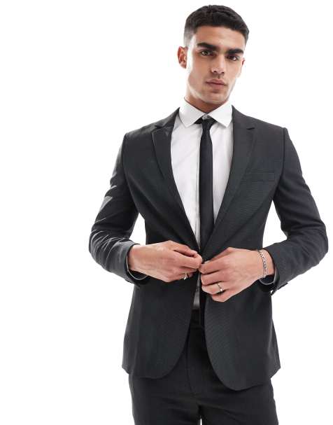 ASOS DESIGN super skinny suit jacket in black pindot - view 1