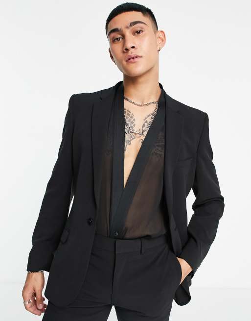 ASOS DESIGN flare suit pants in black