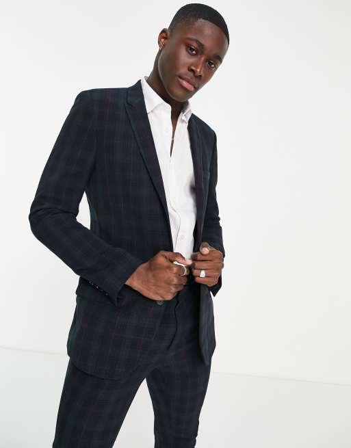 ASOS DESIGN super skinny suit jacket in blackwatch tartan | ASOS