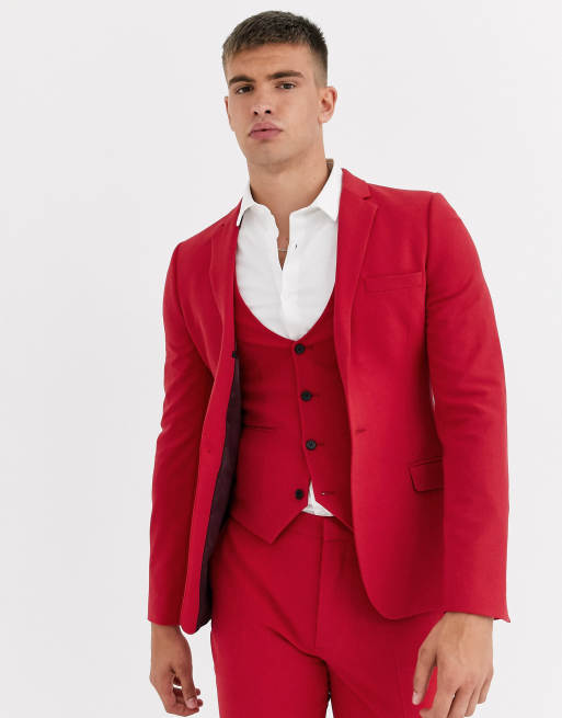 ASOS DESIGN super skinny suit pants in red