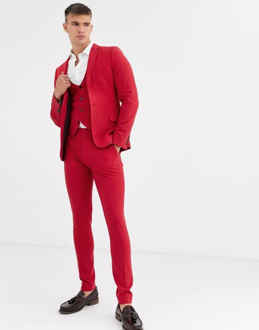 ASOS DESIGN super skinny suit jacket in bright red