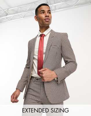 ASOS DESIGN super skinny suit jacket in brown dogtooth